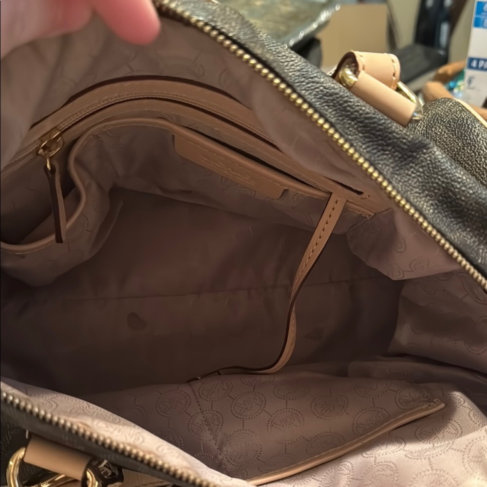 Michael Kors MK Print Brown and Tan Women's Bag - Picture 3 of 4